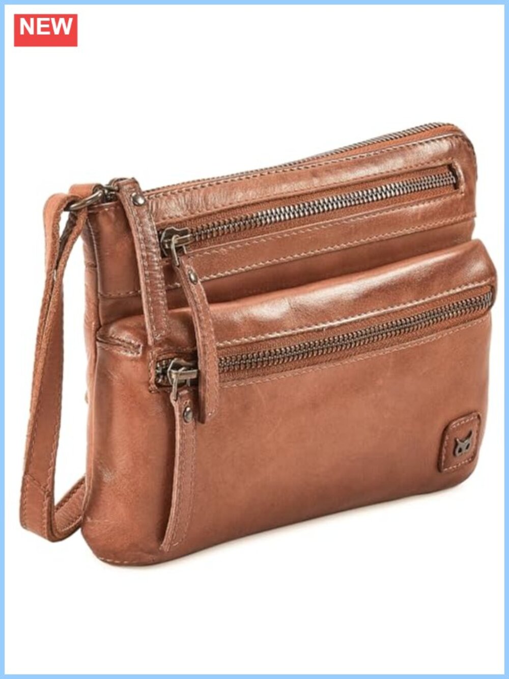 Genuine Leather Crossbody Purse Small Sling Bag Multi Pocket Adjustable